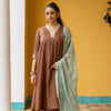 Chocolate Brown Chanderi Complete Suit Set For Women's