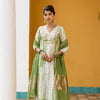 White And Green Banarasi Chanderi Silk Complete Suit Set