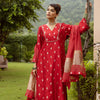 Red Pure Banarasi Chanderi Complete Suit Set For Women's