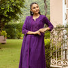 Brinjal Cotton Dobby Complete Suit Set For Women's