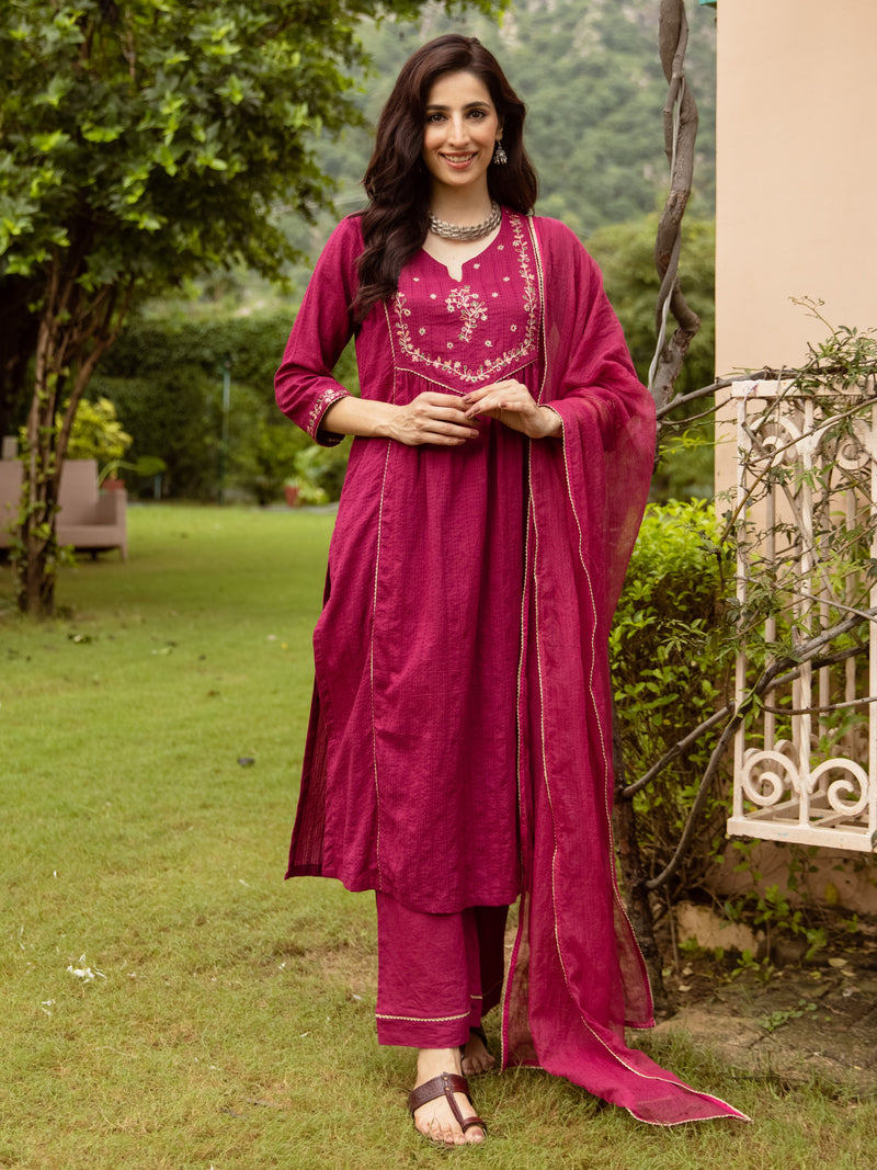 Falsa Cotton Dobby Complete Suit Set For Women's