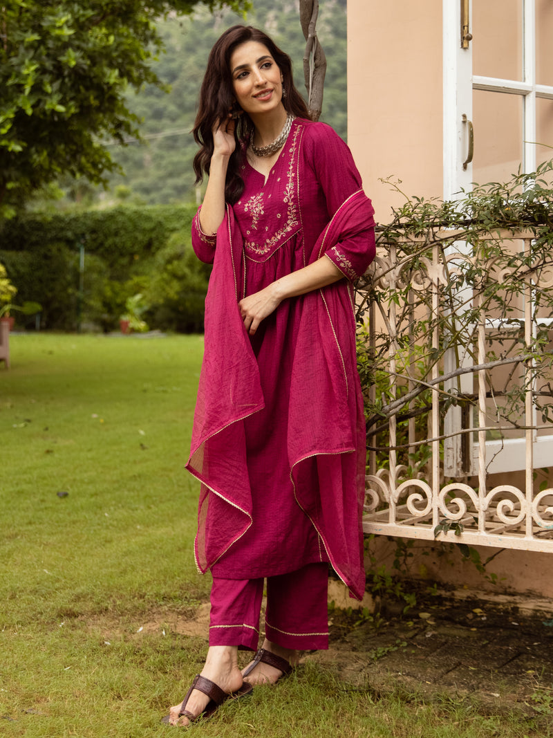 Falsa Cotton Dobby Complete Suit Set For Women's