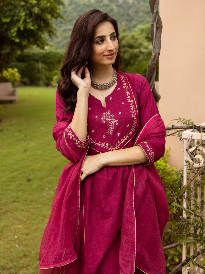 Falsa Cotton Dobby Complete Suit Set For Women's