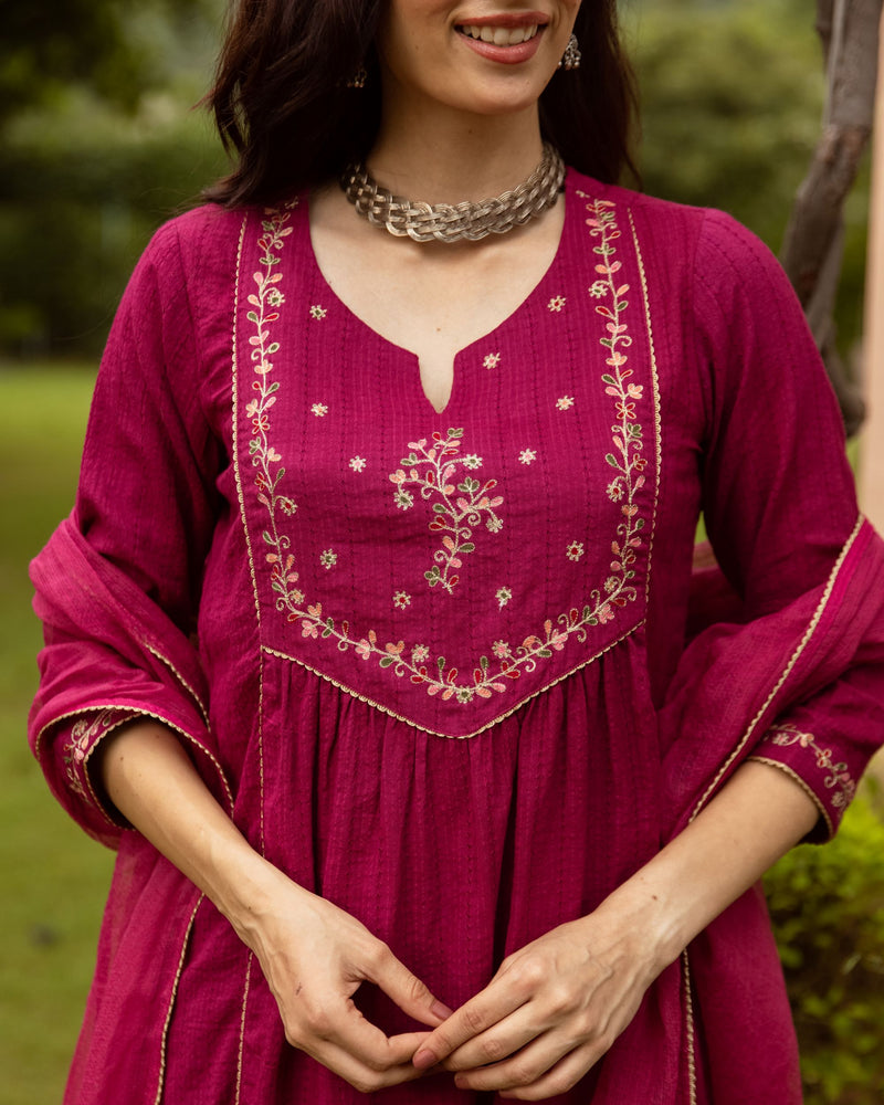 Falsa Cotton Dobby Complete Suit Set For Women's