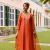Orange Mul Chanderi Complete Suit Set For Women's