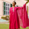Magenta Chanderi Complete Suit Set For Women's