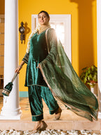 Emerald Velvet Complete Suit Set For Women's