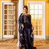 Deep Blue Velvet Round With V Neck Marodi Embroidery, Highlighted By Zari, Sequins Work Complete Suit Set