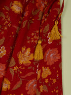 Yellow & Red Chanderi 3 pcs Lehanga Set For Girls