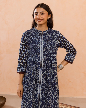 Navy Blue Kurta(Pant Not Included)