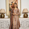 Multi Colour Tussar Silk Handblock Print Round Neck Complete Suit Set For Women's
