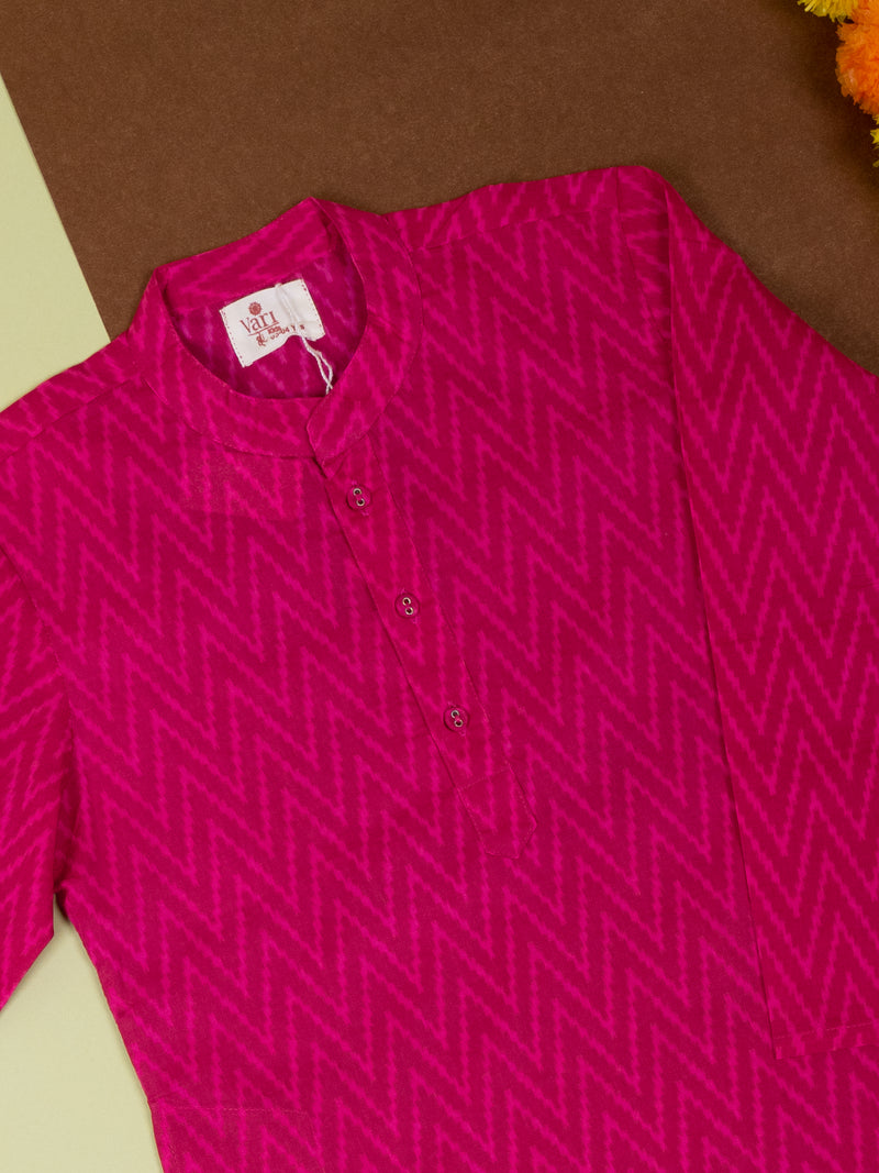 Magenta Cotton Kurta For Boys