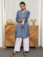 Indigo Cotton Printed Kurta For Women's