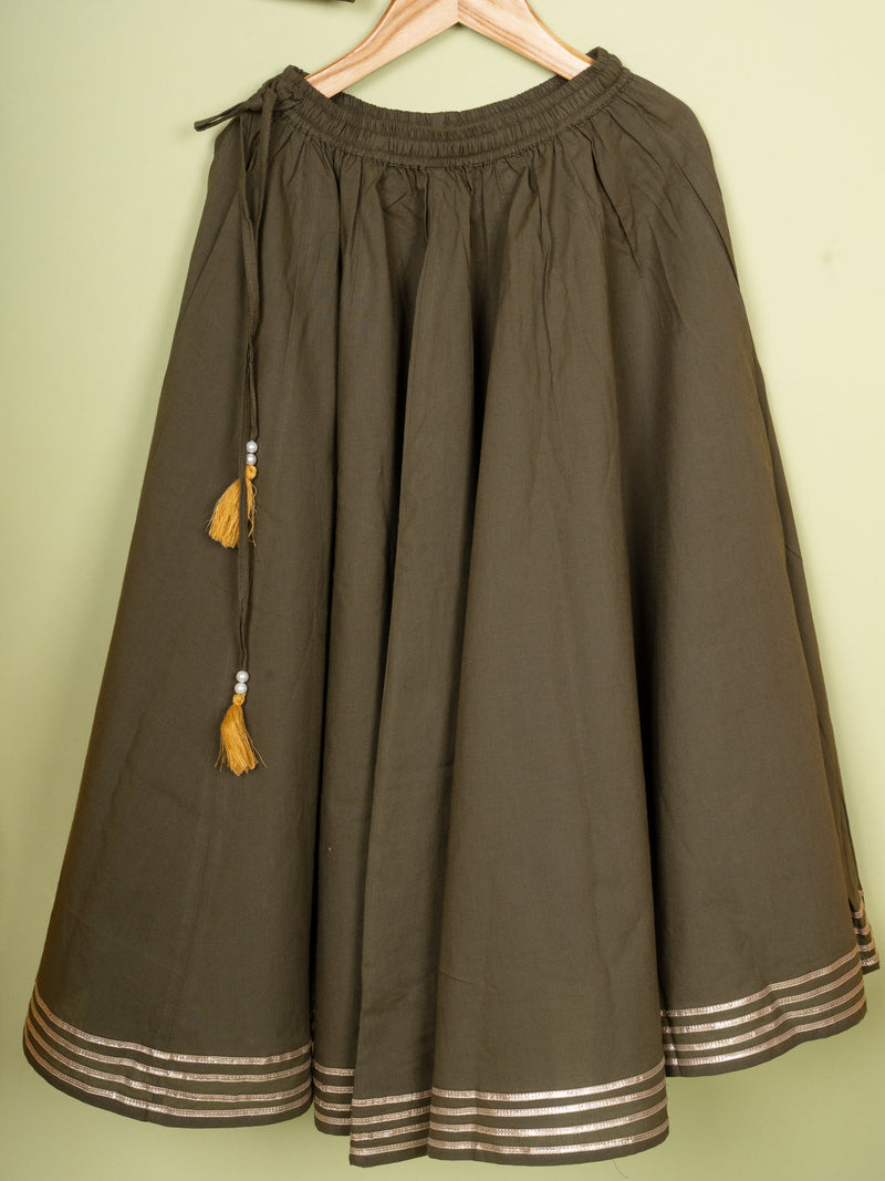 Mustard Chanderi 3 pcs Lehanga Set For Girls