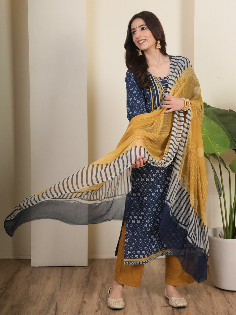 Indigo Cotton Complete Suit Set