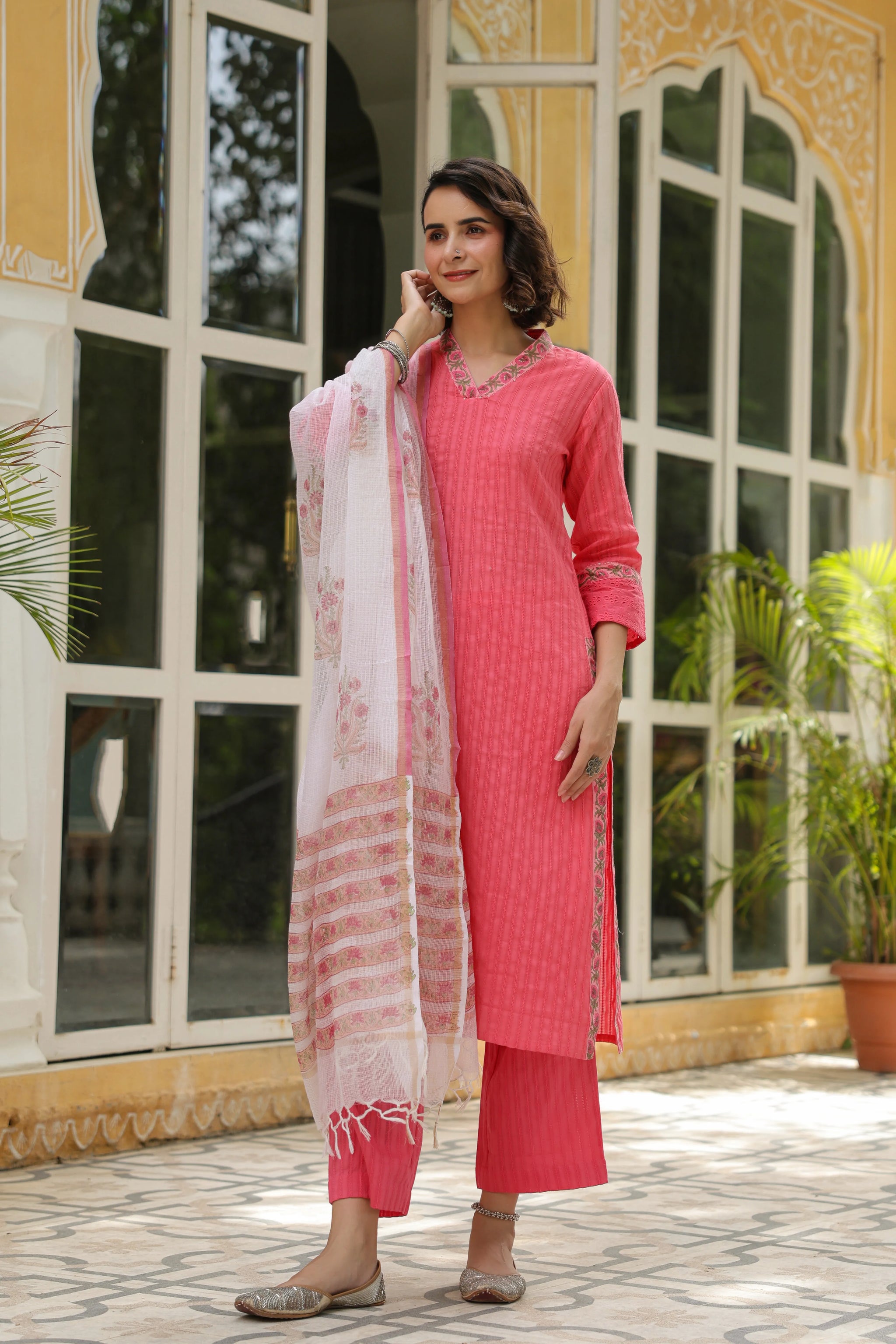 Isvari Kurta Pant With Dupatta-Womens Ethnic Sets