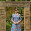 SkyBlue Cotton Handblock Floral Printed  Kurta For Women's