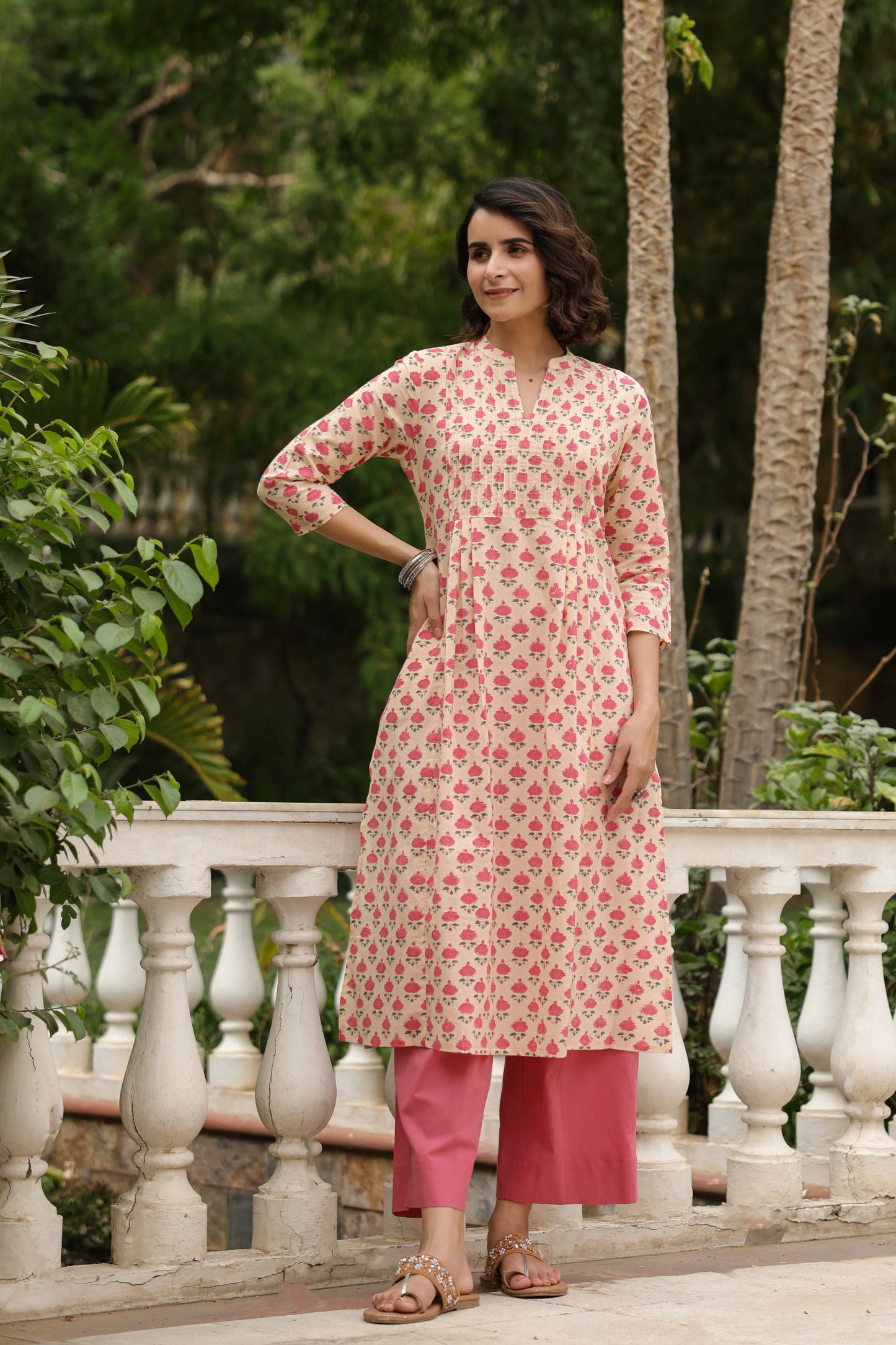 Laya Hanblock Cotton Kurta- Cotton Kurtis