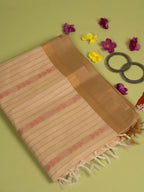 Beige Colour Cotton Handloom Self Weaned Saree
