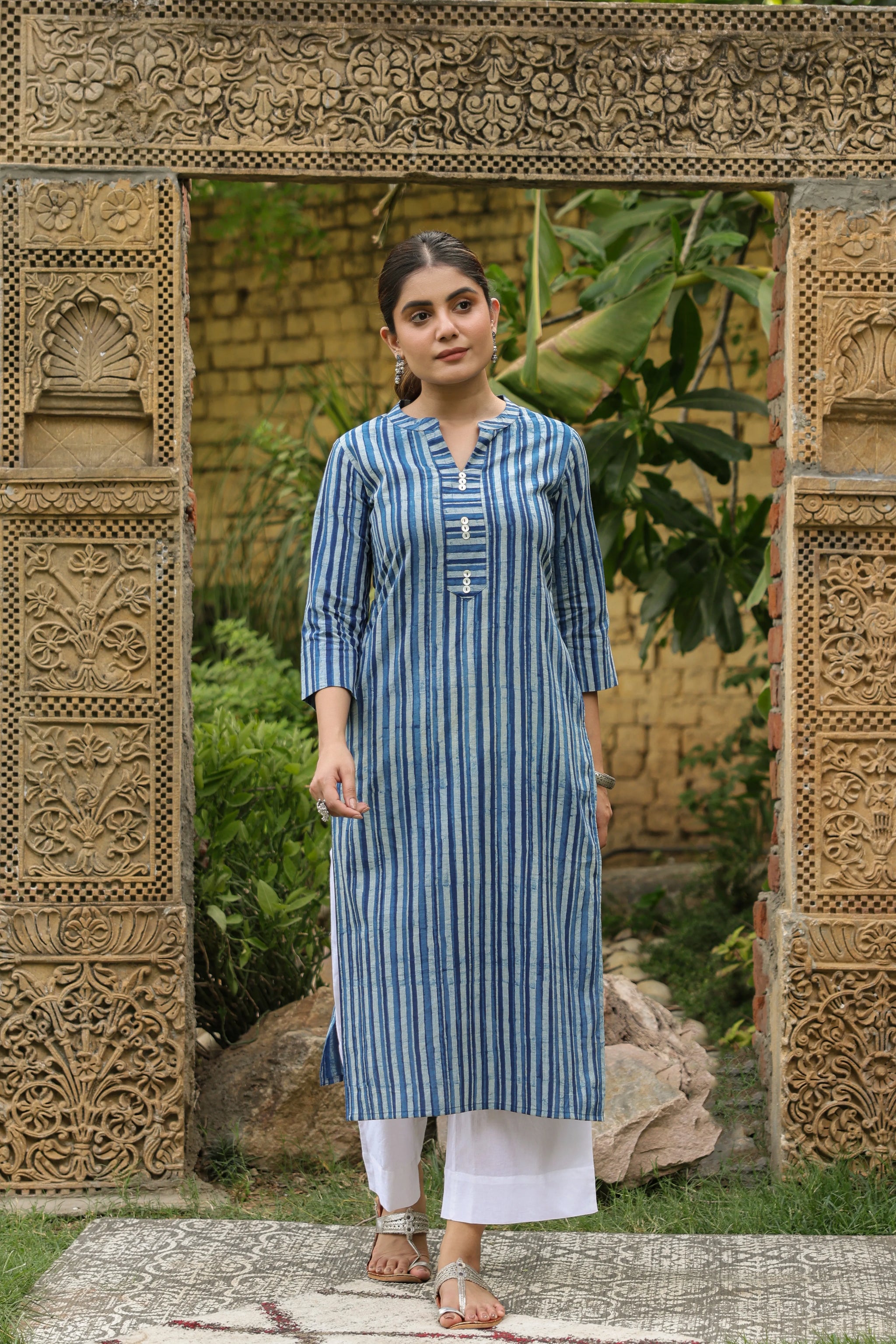 Naavya Indigo Handblock Kurta-Collection handvlock kurta