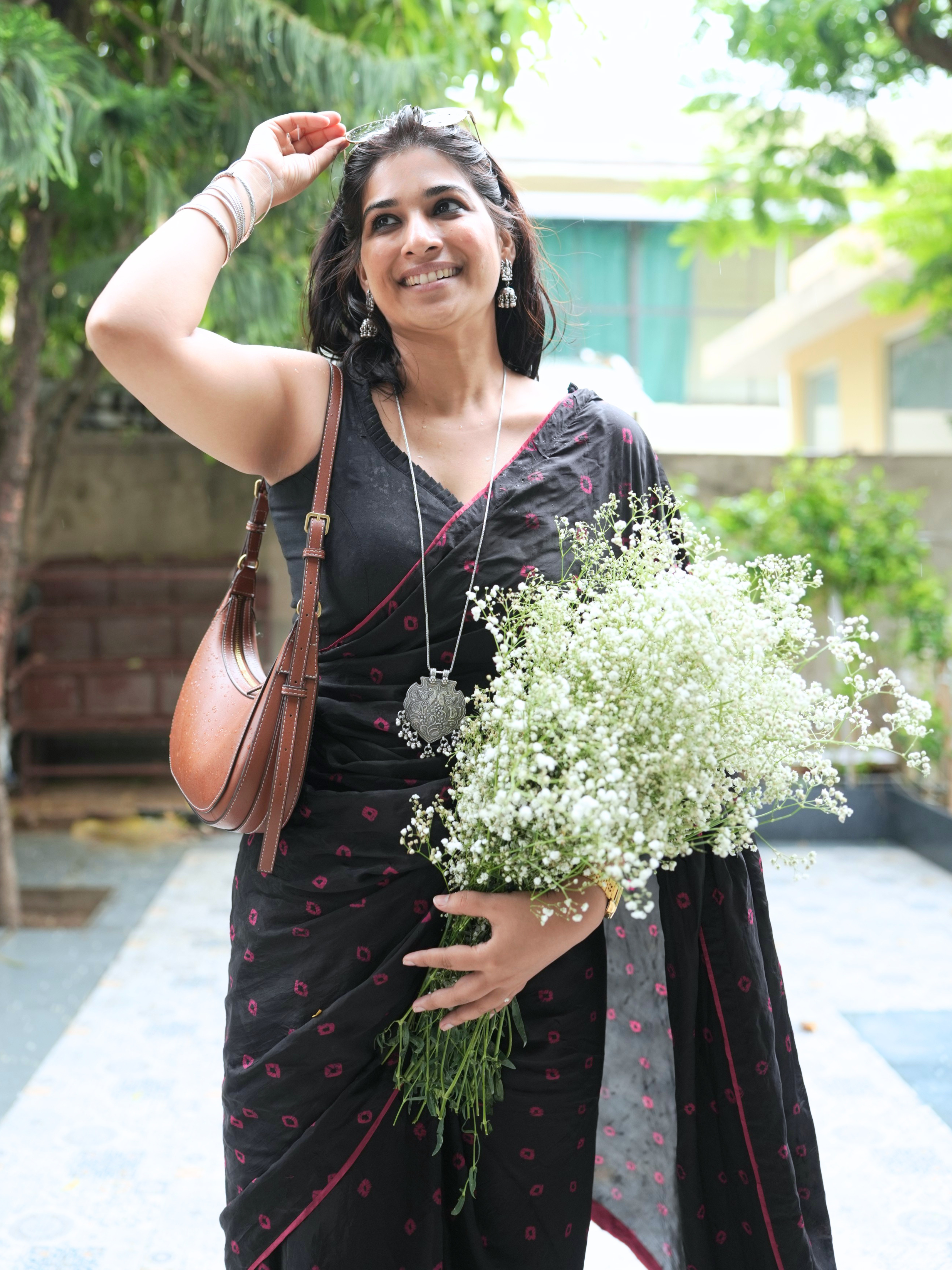 Black Mulberry Silk Saree