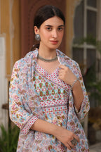 Indira Handblock Aline Kurta Dupatta Set(Pant Not Included)