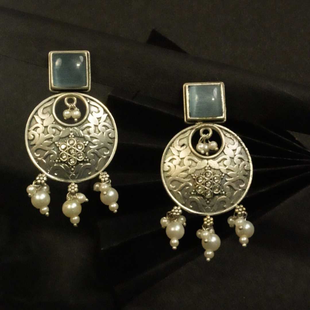 Floral Glow Silver Earrings