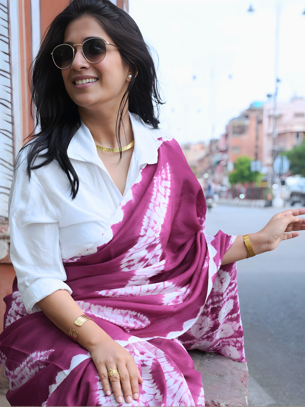 Magenta Tie & Dye Saree