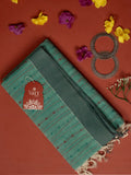 Rama Green Colour Cotton Handloom Self Weaned Saree