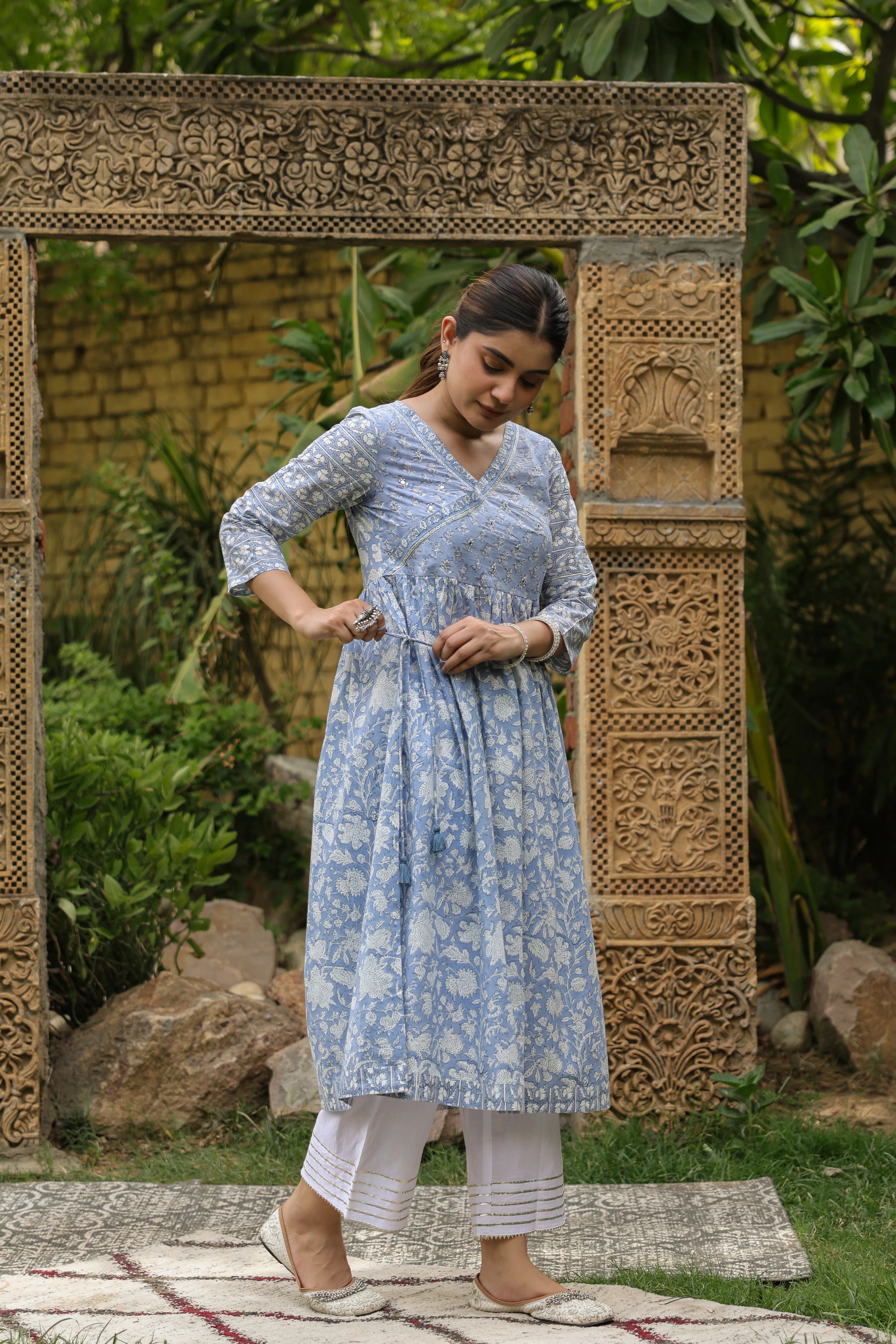 Sashi Handblock Aline Kurta-Women's Kurtas