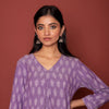 Purple Ikkat V-Neck Kurta For Women's