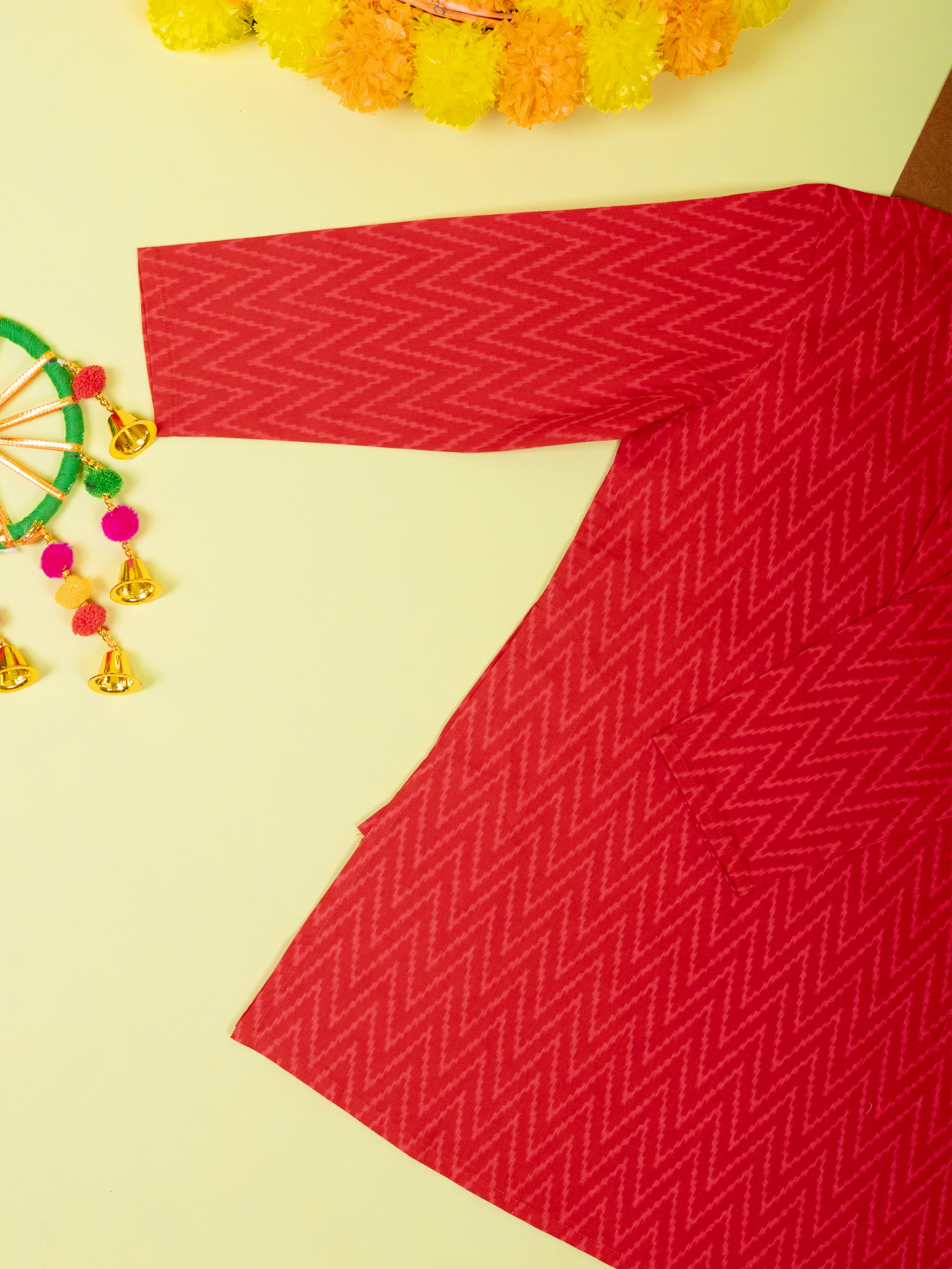 Red Cotton Boys Kurta