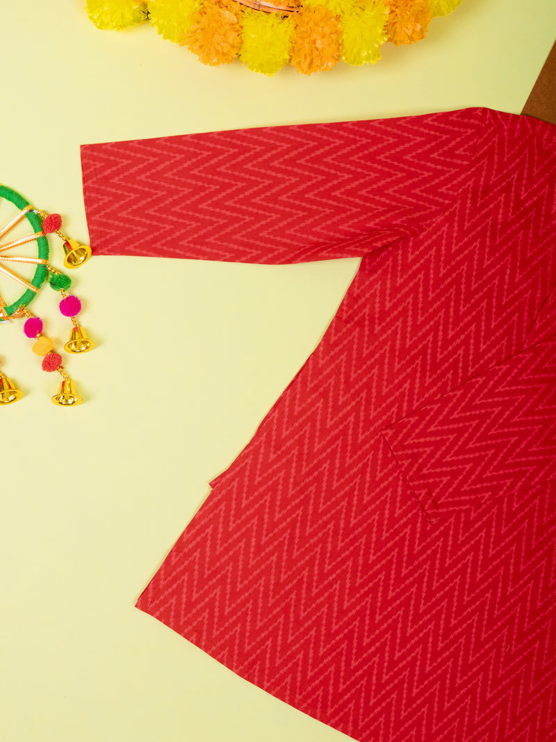 Red Cotton Boys Kurta