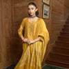 Mustard Chanderi Round Neck Complete Suit Set For Women's