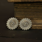Silver Floral Stud Earrings