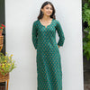 Green Cotton Printed Kurta For Women's
