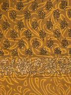 Yellow Color Cotton Block Printed Saree