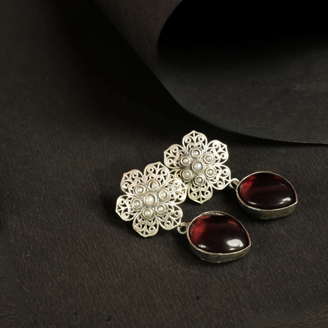Red Floral Earrings