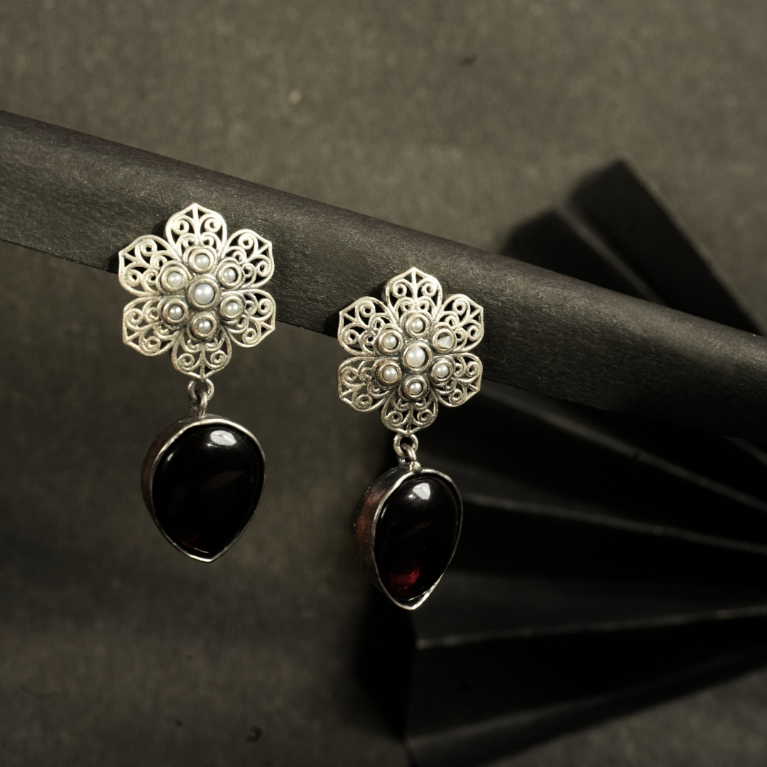 Red Floral Earrings