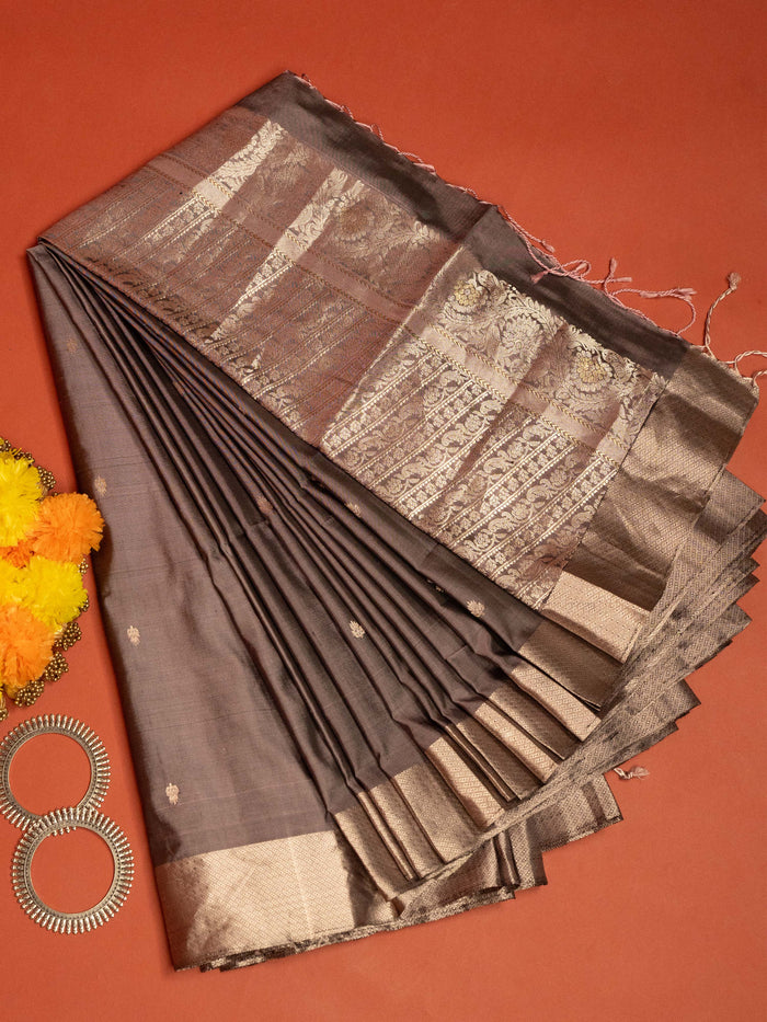 Mauve Colour Pure Silk Zari Work Saree