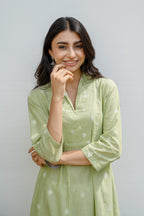 Light Green Cotton Handloom Kurta For Women's
