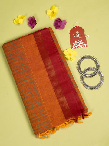 Orange Colour Cotton Handloom Self Weaned Saree