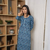 Indigo-cotton-Round neck-printed-kurta-for-womens