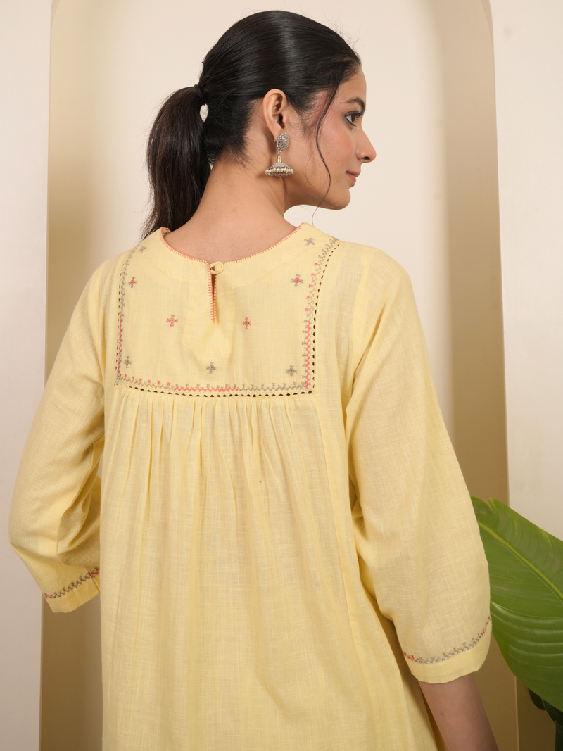 Vanilla Yellow Cotton Slub Complete Suit Set