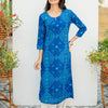Blue Cotton Bandhani Printed Kurta For Women's