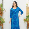 Blue Cotton Bandhani Printed Kurta For Women's
