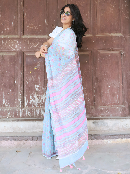 Sky Blue Kota Doriya Saree