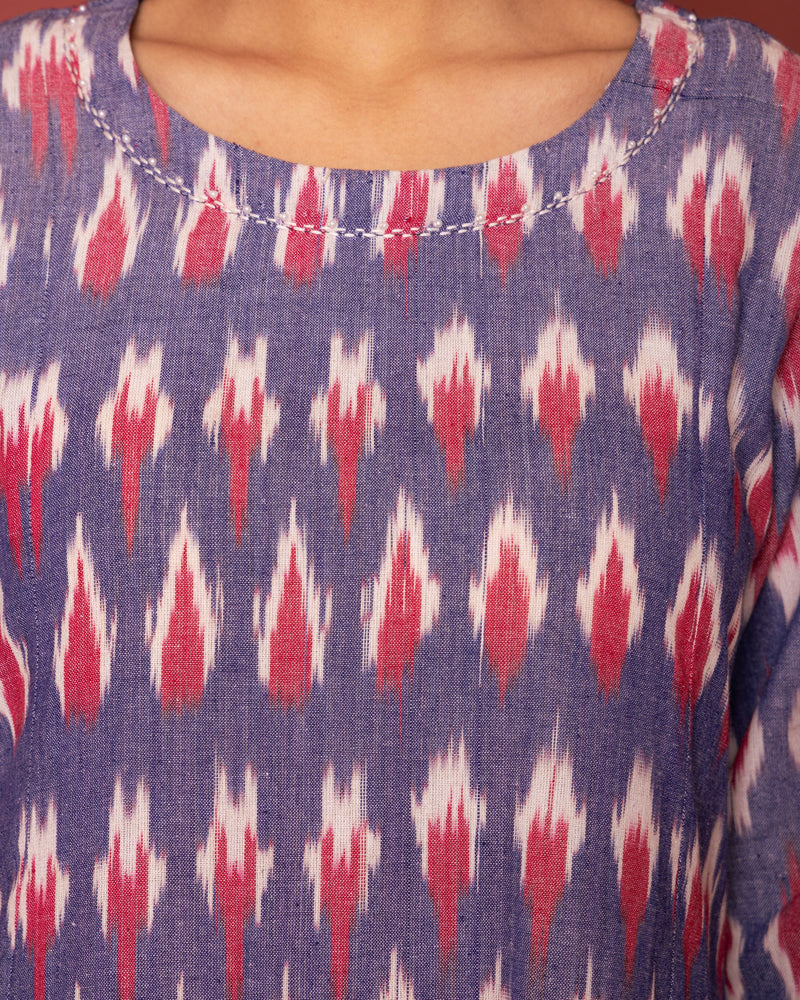 Multicolor Purple Round Neck Kurta For Women's