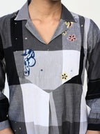 Grey And Black White Kurta Pant