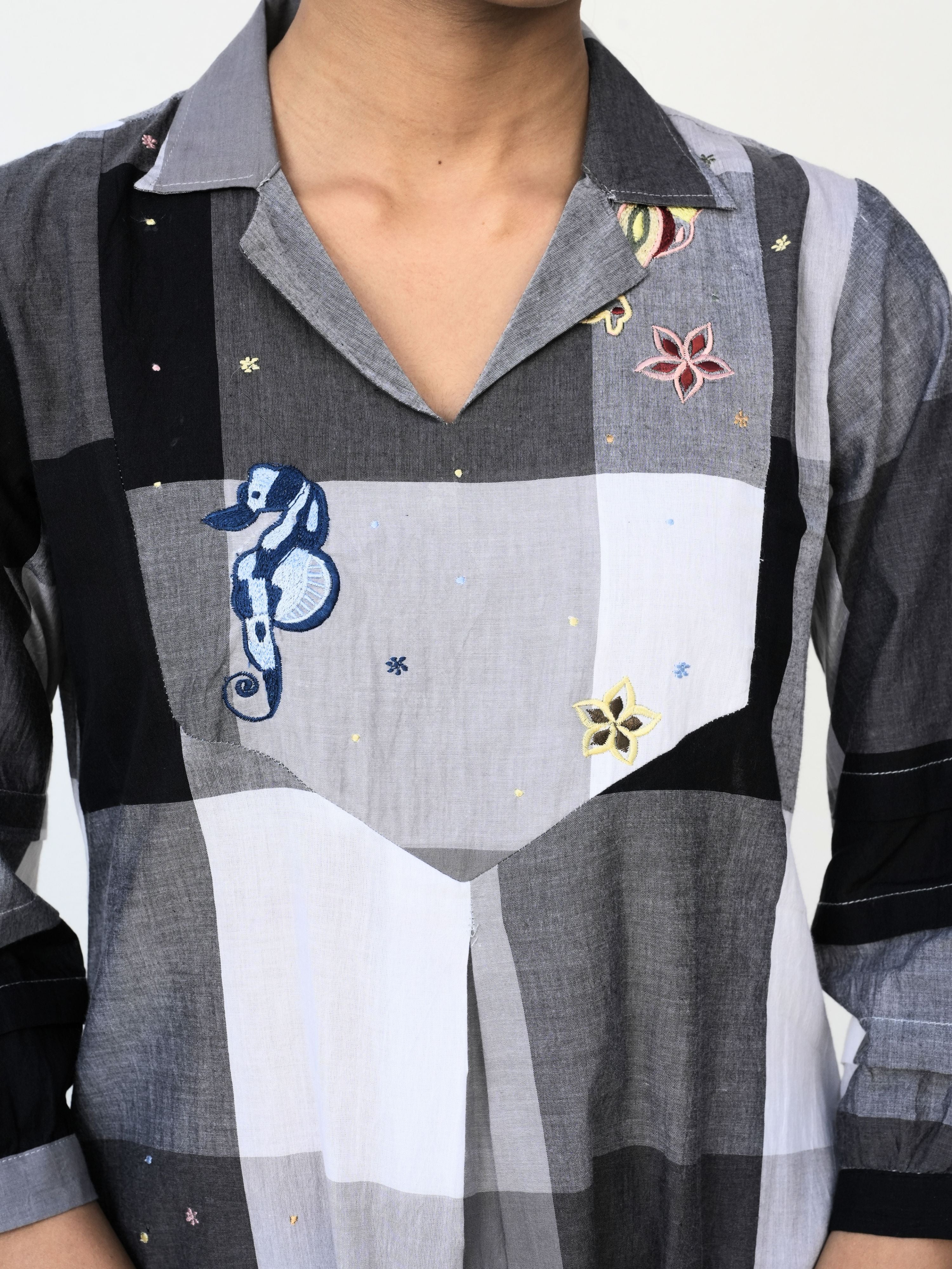 Grey And Black White Kurta Pant